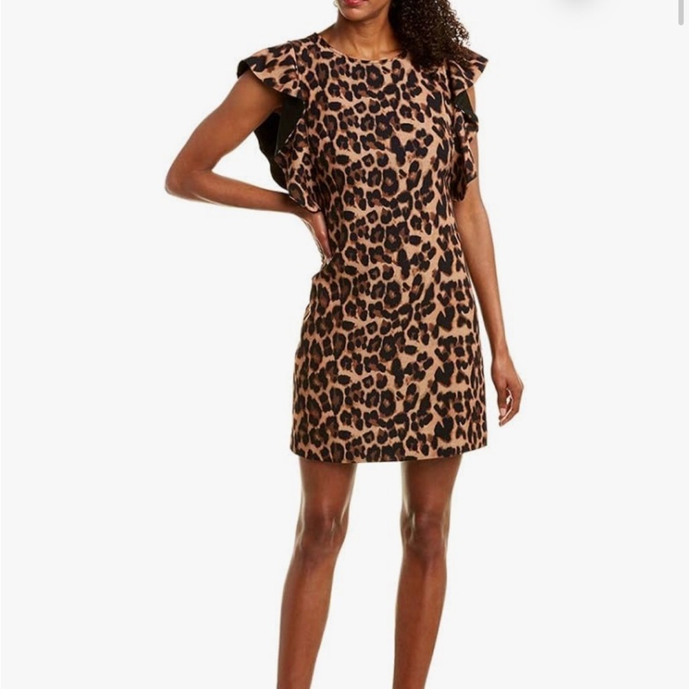 2/$50 LAUNDRY by Shelli Segal Leopard Print Flutter Sleeve Dress Size 6